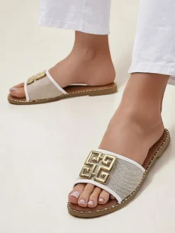 Best Damskie klapki na płaskiej podeszwie Rorole Klapki Płaskie