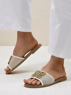 Best Damskie klapki na płaskiej podeszwie Rorole Klapki Płaskie