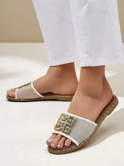 Best Damskie klapki na płaskiej podeszwie Rorole Klapki Płaskie