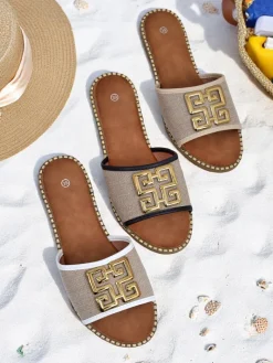 Best Damskie klapki na płaskiej podeszwie Rorole Klapki Płaskie