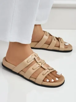 Outlet Damskie klapki w stylu rzymianek Roma Klapki Płaskie