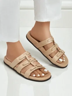 Outlet Damskie klapki w stylu rzymianek Roma Klapki Płaskie