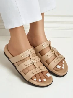 Outlet Damskie klapki w stylu rzymianek Roma Klapki Płaskie