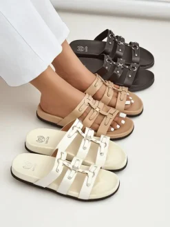 Outlet Damskie klapki w stylu rzymianek Roma Klapki Płaskie