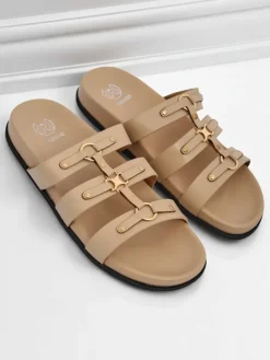 Outlet Damskie klapki w stylu rzymianek Roma Klapki Płaskie