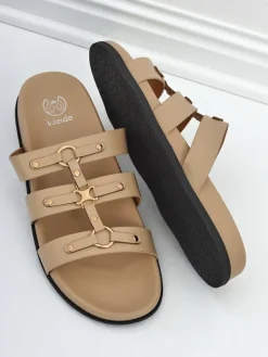 Outlet Damskie klapki w stylu rzymianek Roma Klapki Płaskie