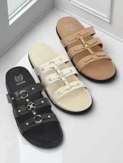 Outlet Damskie klapki w stylu rzymianek Roma Klapki Płaskie