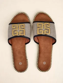 Outlet Damskie klapki na płaskiej podeszwie Rorole Klapki Płaskie