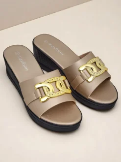 Outlet Damskie klapki na koturnie Nolia Klapki Na Obcasie