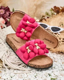 New Damskie klapki ze złotymi misiami i kwiatkami Isaralle Klapki Płaskie