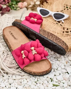 New Damskie klapki ze złotymi misiami i kwiatkami Isaralle Klapki Płaskie