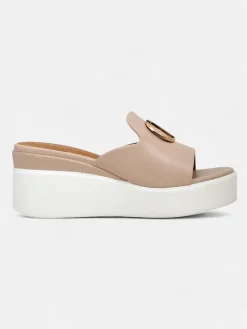 New Damskie klapki na koturnie Daffin Klapki Na Obcasie