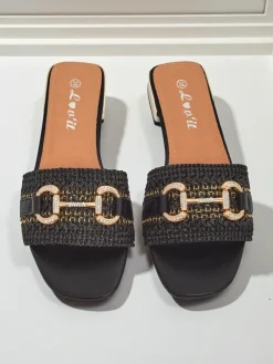 Best Damskie klapki plecione z ozdobą Aeterna Klapki Płaskie