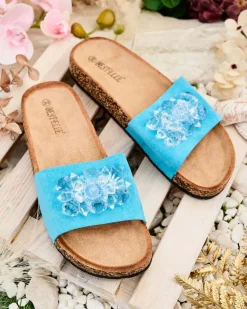 Outlet Damskie klapki z kryształkami Villo Klapki Płaskie