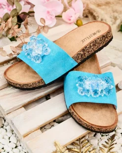 Outlet Damskie klapki z kryształkami Villo Klapki Płaskie