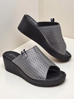 Online Damskie klapki na koturnie Luna Wedge Klapki Na Obcasie