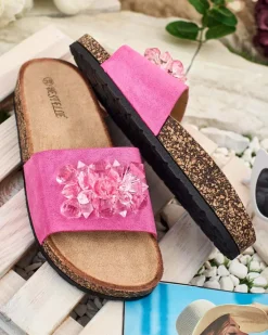 Best Damskie klapki z kryształkami Villo Klapki Płaskie