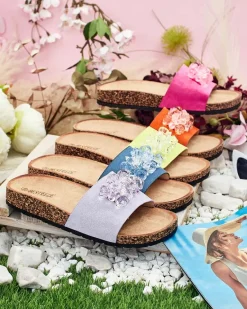 Best Damskie klapki z kryształkami Villo Klapki Płaskie