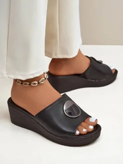 Online Damskie klapki na koturnie Elira Klapki Na Obcasie