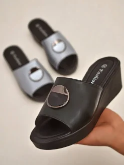 Online Damskie klapki na koturnie Elira Klapki Na Obcasie