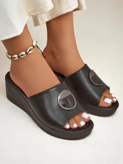 Online Damskie klapki na koturnie Elira Klapki Na Obcasie