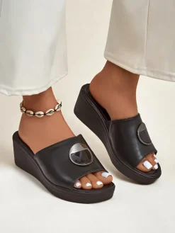 Online Damskie klapki na koturnie Elira Klapki Na Obcasie