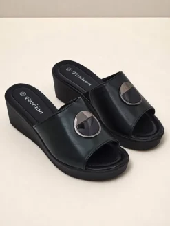 Online Damskie klapki na koturnie Elira Klapki Na Obcasie