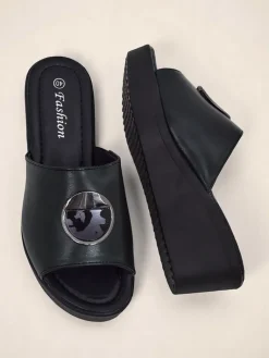 Online Damskie klapki na koturnie Elira Klapki Na Obcasie