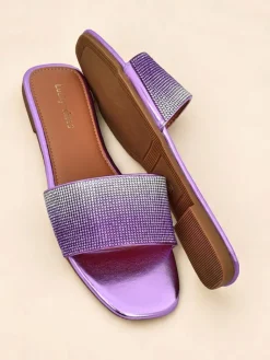 Best Damskie klapki z cyrkoniami ShinyGlow Klapki Płaskie