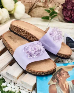 Sale Damskie klapki z kryształkami Villo Klapki Płaskie