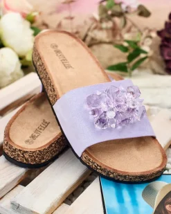 Sale Damskie klapki z kryształkami Villo Klapki Płaskie