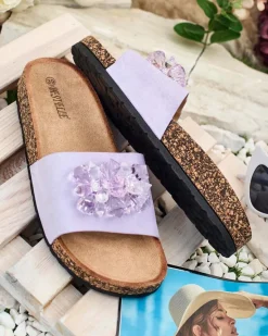 Sale Damskie klapki z kryształkami Villo Klapki Płaskie