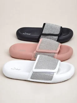 Clearance Damskie klapki na płaskiej podeszwie Sparkle Step Klapki Płaskie