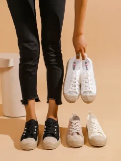 Online Damskie koronkowe trampki z cekinami Nille Trampki