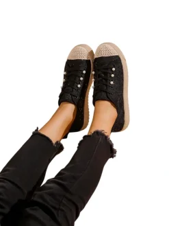 Online Damskie koronkowe trampki z cekinami Nille Trampki