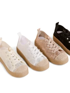 Online Damskie koronkowe trampki z cekinami Nille Trampki