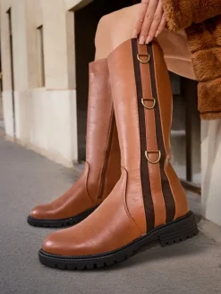 Damskie kozaki Delroz Kozaki Na Płaskim Obcasie|Kozaki Bez Ocieplenia