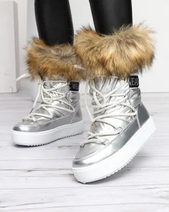 Damskie lakierowane buty a'la śniegowce w m kolorze Fursav Śniegowce