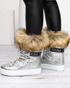 Damskie lakierowane buty a'la śniegowce w m kolorze Fursav Śniegowce