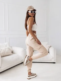 Damskie materiałowe spodnie typu bojówki Spodnie Cargo|Spodnie Materiałowe