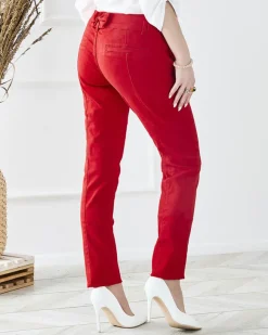 Hot Damskie materiałowe spodnie z niskim stanem w m kolorze Spodnie Materiałowe