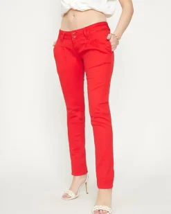 Hot Damskie materiałowe spodnie z niskim stanem w m kolorze Spodnie Materiałowe