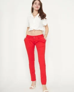 Hot Damskie materiałowe spodnie z niskim stanem w m kolorze Spodnie Materiałowe