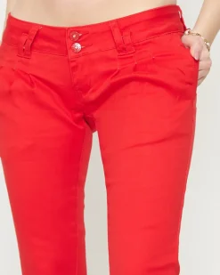 Hot Damskie materiałowe spodnie z niskim stanem w m kolorze Spodnie Materiałowe