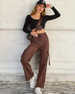 Outlet Damskie materiałowe spodnie typu bojówki Spodnie Cargo|Spodnie Materiałowe