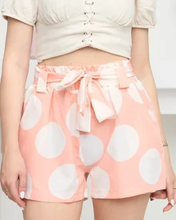 Sale Damskie materiałowe owe krótkie spodenki w duże groszki Szorty|Krótkie Spodenki