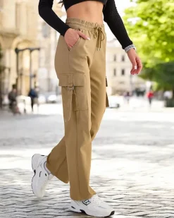 Discount Damskie materiałowe spodnie typu bojówki Spodnie Cargo|Spodnie Materiałowe