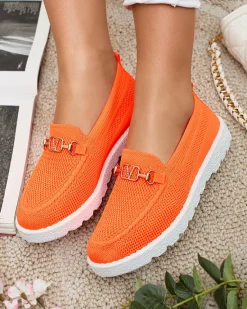 Sale Damskie materiałowe mokasyny ze złotą ozdobą Erticae Mokasyny Na Płaskiej Podeszwie|Espadryle Płaskie