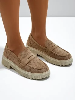 Discount Damskie mokasyny eko zamszowe Dunes Mokasyny Na Płaskiej Podeszwie