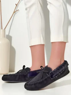 Clearance Damskie mokasyny z futerkiem Ahtikes Mokasyny Na Płaskiej Podeszwie